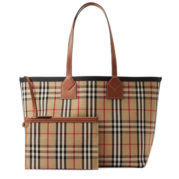 $2090 NEW BURBERRY London Check LARGE 2pc Tote Shopper Bag Purse! - Picture 2 of 14
